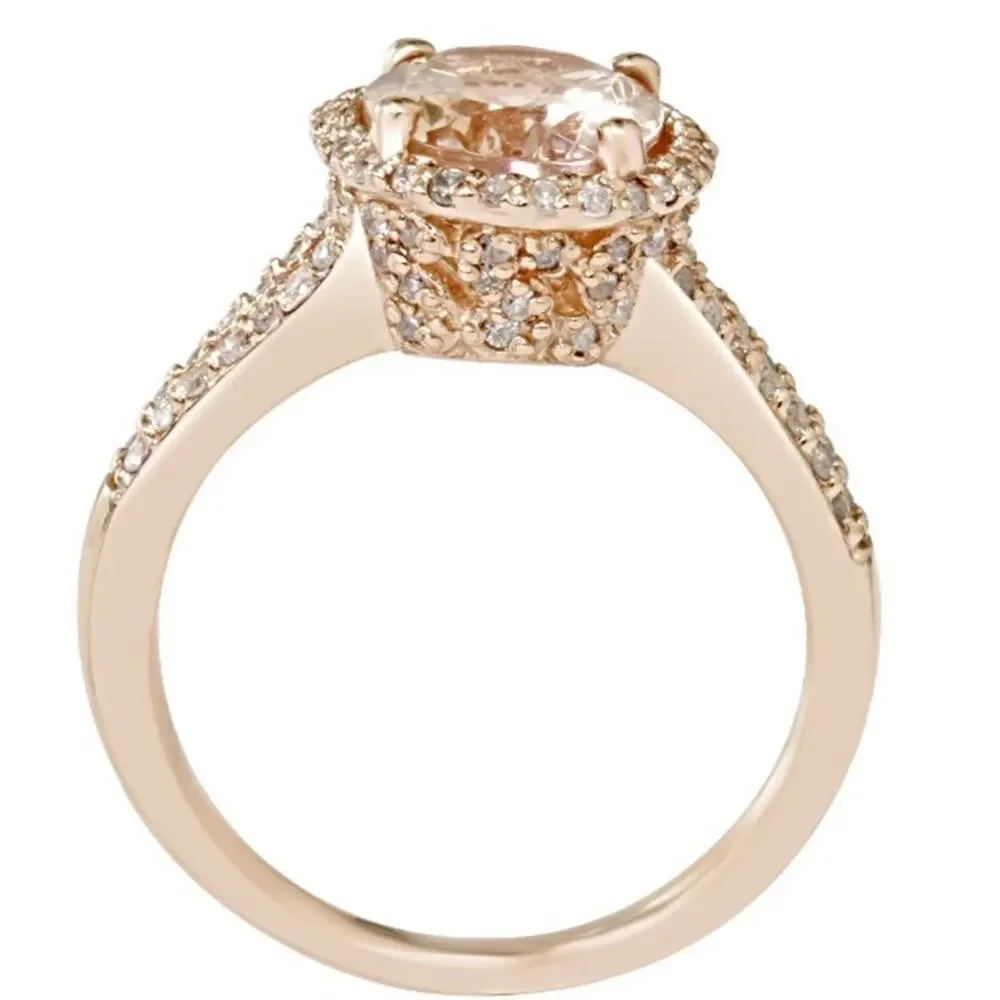 Morganite 3ct Diamond Rose Gold Cocktail Ring